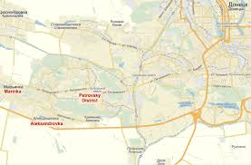 Alexandrovka lower left, Donetsk upper right, Mariinka far left. Click to enlarge. (--rightnow.io)